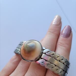 Sterling Shell Braided Cuff Bracelet